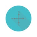 Compas directions long shadow icon. Simple glyph, flat vector of web icons for ui and ux, website or mobile application