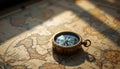 Compass on Antique Map Royalty Free Stock Photo