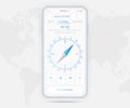 Compass app UI UX GUI concept, Map GPS app on screen smartphone navigation, Phone weather, application compass for navigator ui