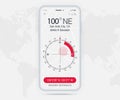 Compass app UI UX GUI concept, Map GPS app on screen smartphone navigation, Phone interface, application compass for navigator ui