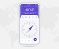 Compass app UI UX GUI concept, Map GPS app on screen smartphone navigation, Phone weather, application compass for navigator ui