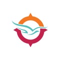 Compass Bird Flying Global Travel Tour Logo Symbol