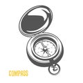 Compass. Black and white illustration.