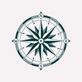 Compass black wind rose vector design element. Vintage navigator icon