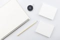 compass with blank white business paper,pencil on white background,Business direction concept. Royalty Free Stock Photo