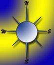 Compass On Blue And Yellow Background