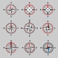 Compass. Cardinal directions in various models