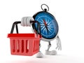 Compass character holding shopping basket