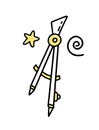 Compass clipart doodle. Vector illustration in line style. Royalty Free Stock Photo