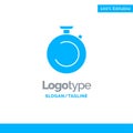 Compass, Clock, Stopwatch, Timer, Watch Blue Solid Logo Template. Place for Tagline Royalty Free Stock Photo