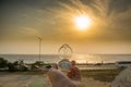 Compass close up with nice sunset Royalty Free Stock Photo