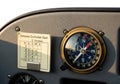 Compass and correction card mounted on vintage dashboard with detailed navigation tools Royalty Free Stock Photo