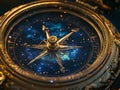 Compass with cosmic background, intricate detail, white isolate background Royalty Free Stock Photo