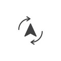 Compass cursor with cycling arrows around icon vector Royalty Free Stock Photo