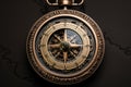 Compass on a dark background. Close-up. Travel concept, Retro compass that looks like it belongs to a pirate, AI Generated