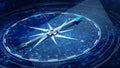 Compass Direction On Digital Code Blue Background Royalty Free Stock Photo