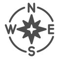 Compass directions solid icon. Compassing star, oldstyle discoverer item symbol, glyph style pictogram on white