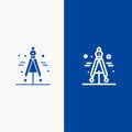 Compass, Divider, Science Line and Glyph Solid icon Blue banner Line and Glyph Solid icon Blue banner