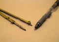 Photo of compass for drawing and a pencil Royalty Free Stock Photo
