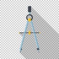 Compass drawing tool icon in flat style on transparent background Royalty Free Stock Photo