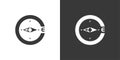 Compass east direction. Isolated icon on black and white background. Weather vector illustration