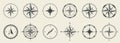 Compass Equipment Navigation Silhouette Icon Set. Retro Rose Wind Glyph Pictogram. Adventure Direction to North South Royalty Free Stock Photo