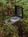 Hiking Compass In Forest Royalty Free Stock Photo