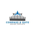 Compass and gate logo design template vector