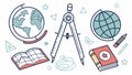 Compass globe book navigation global learning vector design Generative AI