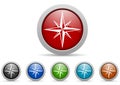 Compass glossy web icons set on white background Royalty Free Stock Photo