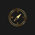 Compass gold icon. Vector illustration of golden particle background Royalty Free Stock Photo