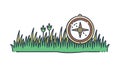 Compass in Grass: Finding Direction in Nature, vector design Generative AI Royalty Free Stock Photo