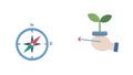 Compass Growing Plant: Direction, Growth Eco-Exploration, vector design Generative AI Royalty Free Stock Photo