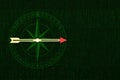 A Compass on hacker digital metal background. 3D illustration