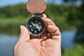 Compass in hand. Royalty Free Stock Photo
