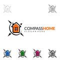 Compass Home, Real estate vector logo Design with Unique Home Royalty Free Stock Photo