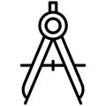 Compass icon in bold outline style showing drafting tool for geometry and technical Royalty Free Stock Photo