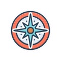 Color illustration icon for Compass, direction and indicate