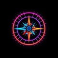 Compass Icon With Electrifying Neon Colors Illuminating The Directional Indicators. Generative AI