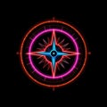 Compass Icon With Electrifying Neon Colors Illuminating The Directional Indicators. Generative AI