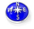 Compass icon on glossy blue round button Royalty Free Stock Photo