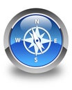 Compass icon glossy blue round button Royalty Free Stock Photo