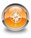 Compass icon glossy orange round button