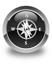 Compass icon glossy black round button Royalty Free Stock Photo