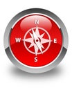 Compass icon glossy red round button