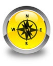 Compass icon glossy yellow round button