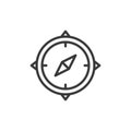 Compass, icon in line design. Compass, navigation, direction, map, travel, location, coordinates on white background