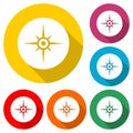 Compass icon with long shadow Royalty Free Stock Photo