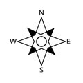 Compass icon pointer. Navigation star shape. North south east west. Vector direction symbol.