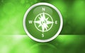 Compass icon premium glossy button isolated on abstract shiny green background